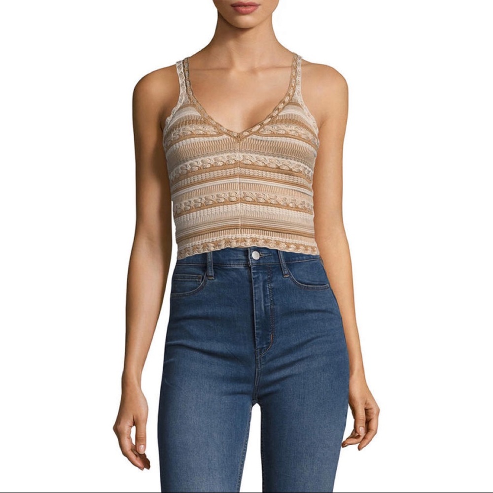NWT Alice + Olivia Gold Crochet Crop Top